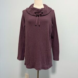 Soft Surroundings Women’s Knit Cowl‎ Neck Drawstring Thermal Purple Sweater Sz M